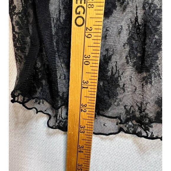 Smart & Sexy Sheer Robe Lingerie Womens L Black Floral Lace Sleepwear Tie Front - Picture 9 of 12